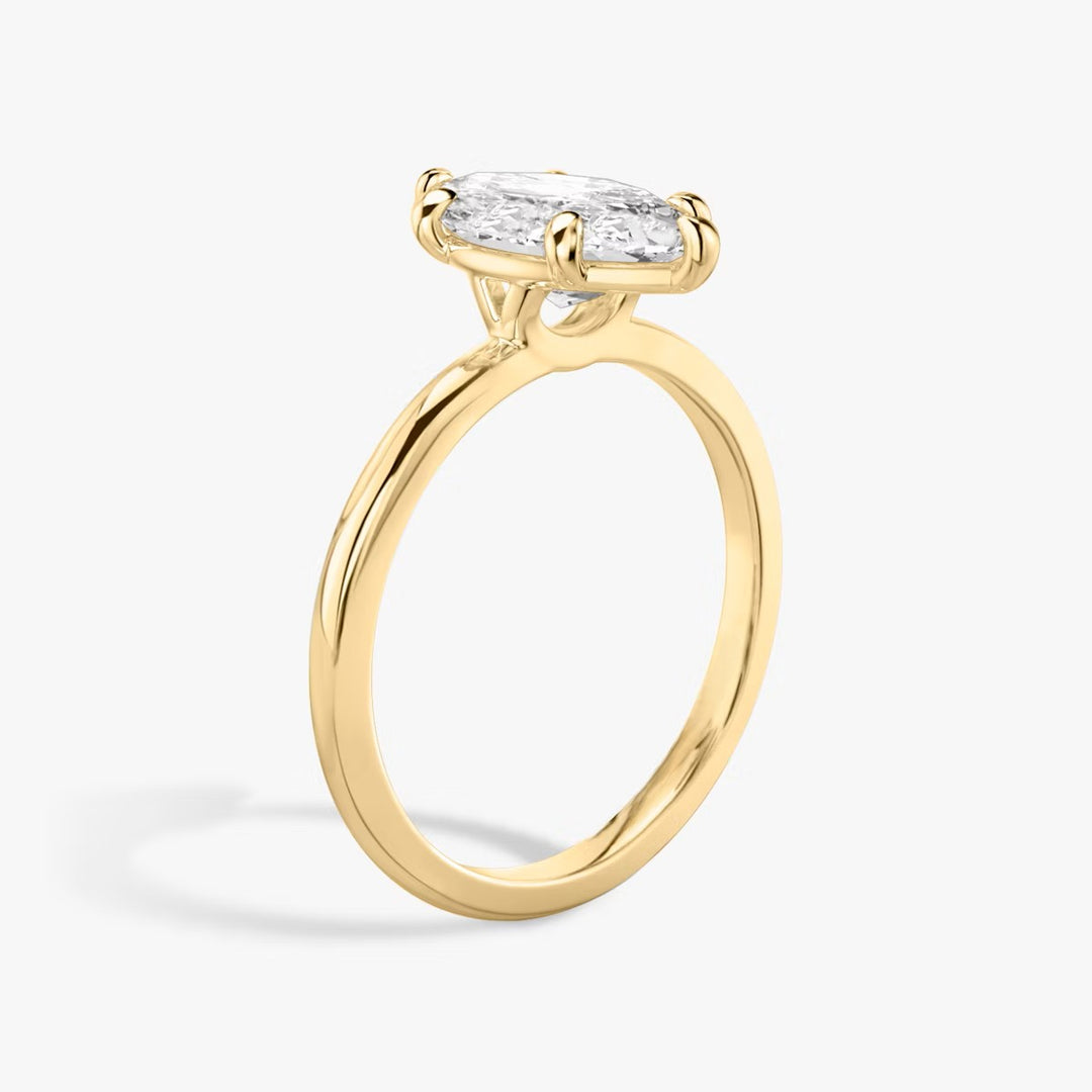 Marquise Cut - Plain Band - 6 Prong Classic Ring - 14 K Gold