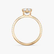 Marquise Cut - Pave Band - 6 Prong Classic Ring - 18 K Gold