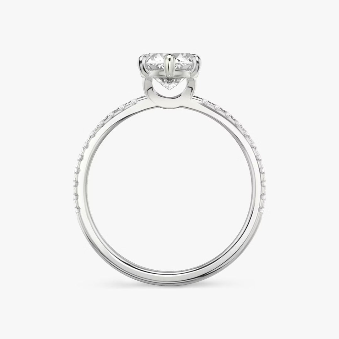 Marquise Cut - Pave Band - 6 Prong Classic Ring - 14 K Gold
