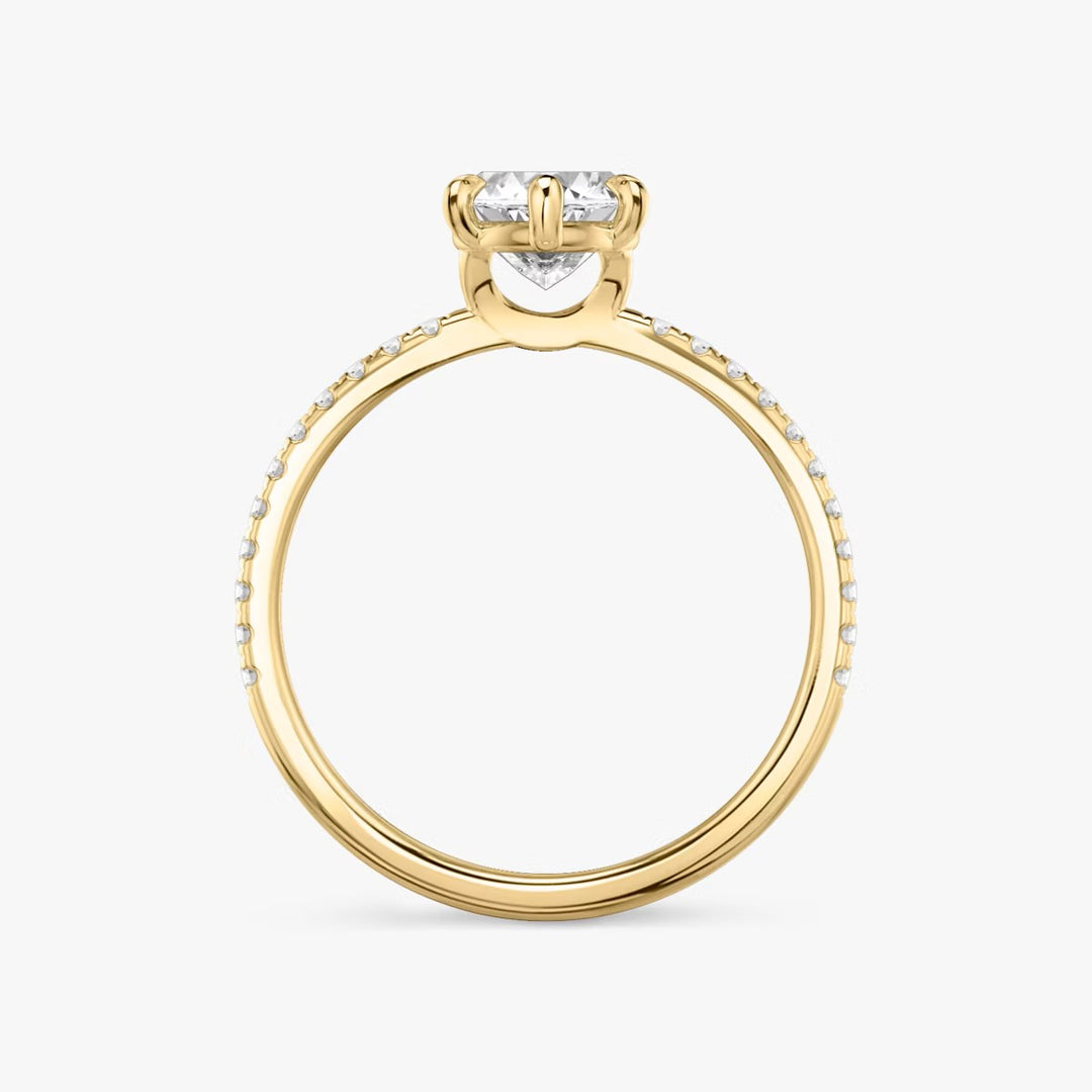Marquise Cut - Pave Band - 6 Prong Classic Ring - 18 K Gold