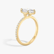 Marquise Cut - Pave Band - 6 Prong Classic Ring - 18 K Gold