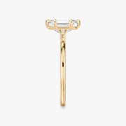 Emerald Cut - Plain Band - 6 Prong Classic Ring - 14 K Gold