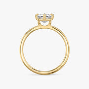 Emerald Cut - Plain Band - 6 Prong Classic Ring - 14 K Gold