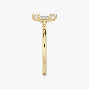 Emerald Cut - Plain Band - 6 Prong Classic Ring - 14 K Gold