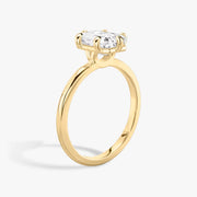 Emerald Cut - Plain Band - 6 Prong Classic Ring - 18 K Gold