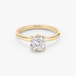 Load image into Gallery viewer, Cushion Cut - Plain Band - 6 Prong Classic Ring - 14 K Gold
