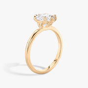 Cushion Cut - Plain Band - 6 Prong Classic Ring - 18 K Gold