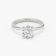 Cushion Cut - Plain Band - 6 Prong Classic Ring - 18 K Gold