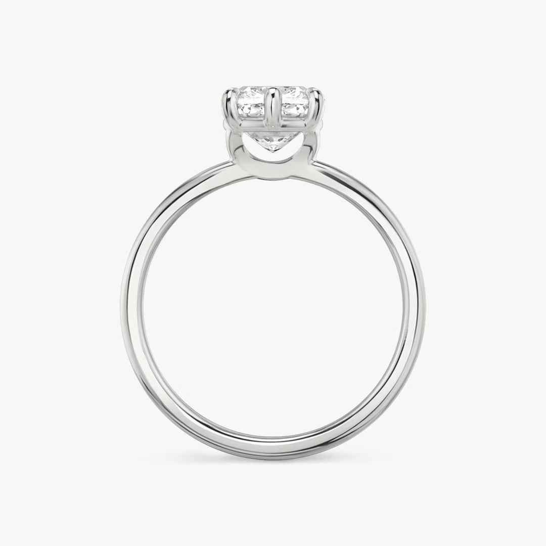 Cushion Cut - Plain Band - 6 Prong Classic Ring - 18 K Gold