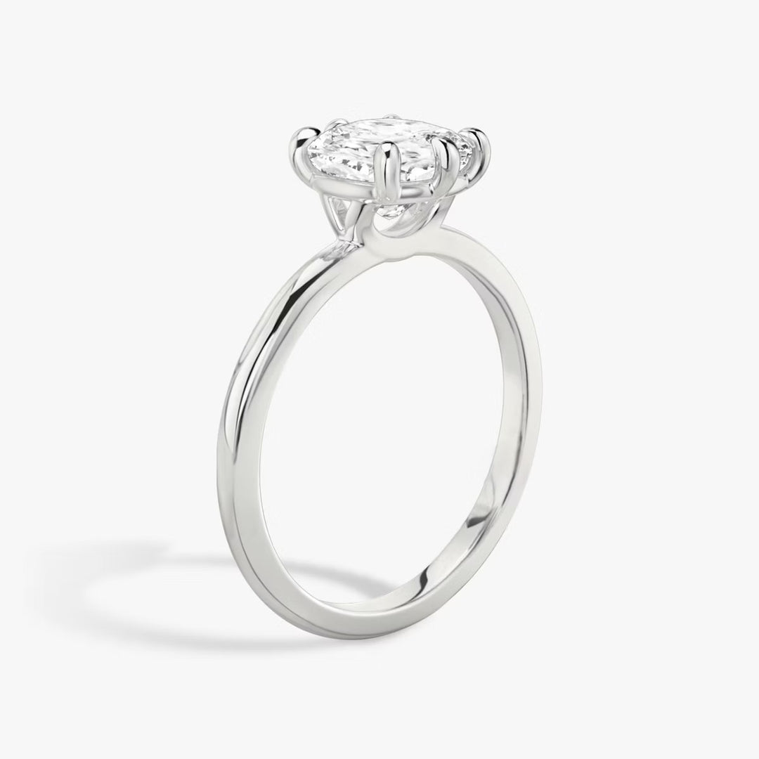 Cushion Cut - Plain Band - 6 Prong Classic Ring - 14 K Gold