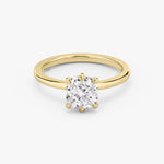 Load image into Gallery viewer, Cushion Cut - Plain Band - 6 Prong Classic Ring - 14 K Gold
