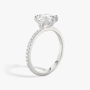 Cushion Cut - Pave Band - 6 Prong Classic Ring - 14 K Gold