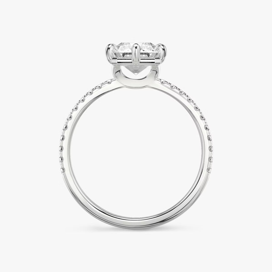Lab Diamond Radiant Cut - Pave Band - 6 Prong Classic Ring