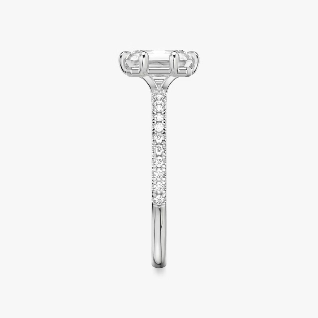 Lab Diamond Radiant Cut - Pave Band - 6 Prong Classic Ring