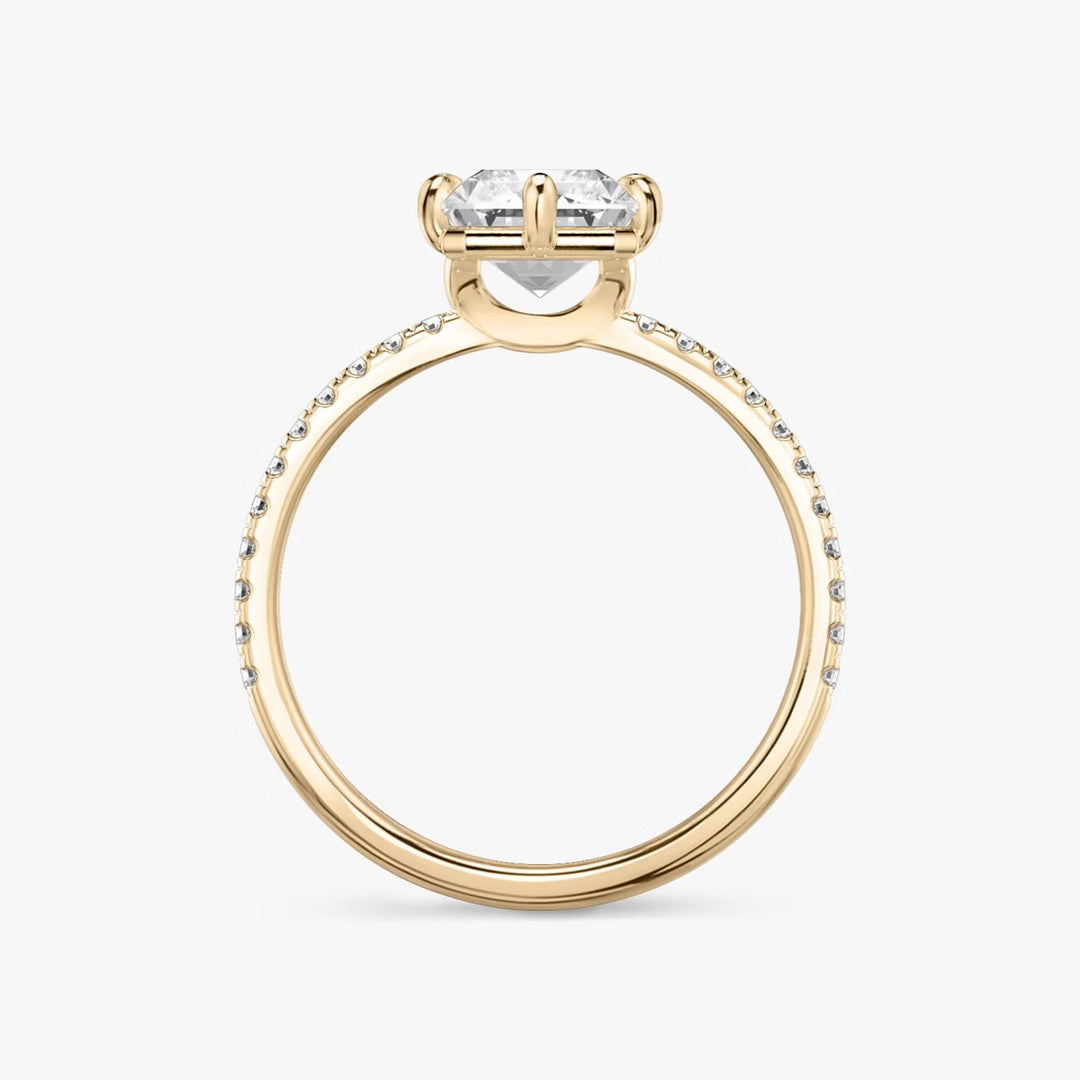 Lab Diamond Radiant Cut - Pave Band - 6 Prong Classic Ring
