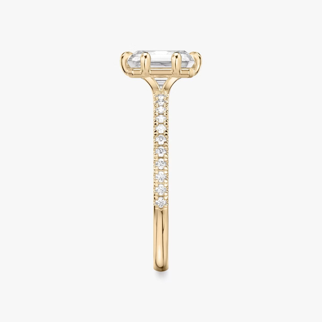 Lab Diamond Radiant Cut - Pave Band - 6 Prong Classic Ring
