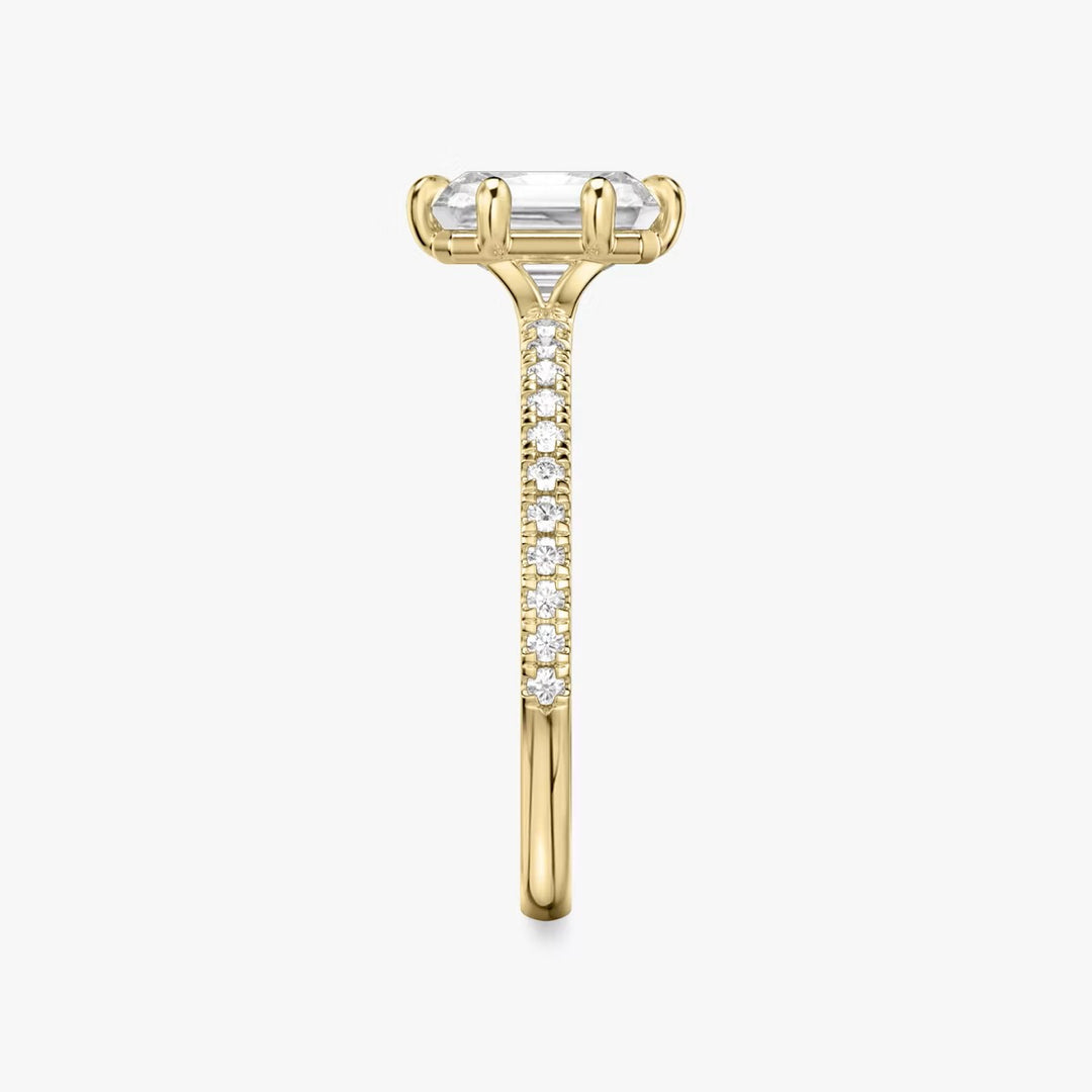 Lab Diamond Radiant Cut - Pave Band - 6 Prong Classic Ring