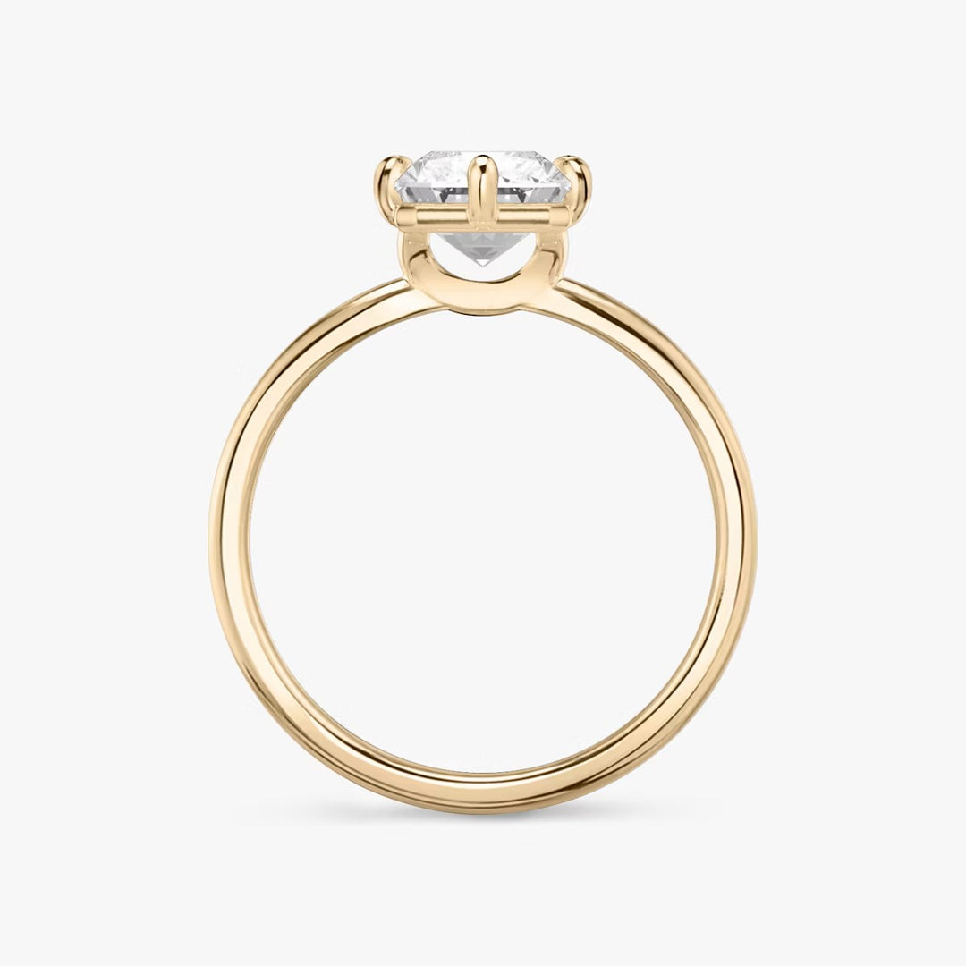 Radiant Cut - Pave Band - 6 Prong Classic Ring - 14 K Gold