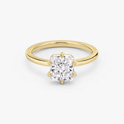 Radiant Cut - Pave Band - 6 Prong Classic Ring - 18 K Gold