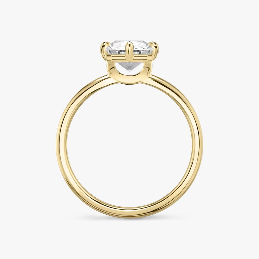 Radiant Cut - Plain Band - 6 Prong Classic Ring - 14 K Gold