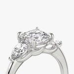 Load image into Gallery viewer, Cushion Cut - Plain Band - Three Stone Ring - 0.25 Ct Side Stone each - 14 K Gold

