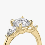 Load image into Gallery viewer, Cushion Cut - Plain Band - Three Stone Ring - 0.25 Ct Side Stone each - 14 K Gold
