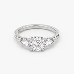 Load image into Gallery viewer, Cushion Cut - Plain Band - Three Stone Ring - 0.25 Ct Side Stone each - 14 K Gold
