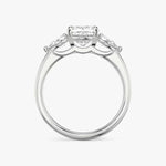 Load image into Gallery viewer, Cushion Cut - Plain Band - Three Stone Ring - 0.25 Ct Side Stone each - 14 K Gold
