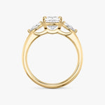 Load image into Gallery viewer, Cushion Cut - Plain Band - Three Stone Ring - 0.25 Ct Side Stone each - 14 K Gold
