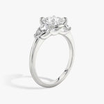 Load image into Gallery viewer, Cushion Cut - Plain Band - Three Stone Ring - 0.25 Ct Side Stone each - 14 K Gold
