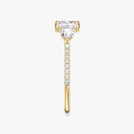 Load image into Gallery viewer, Cushion Cut - Pave Band - Three Stone Ring - 0.25 Ct Side Stone each - 14 K Gold

