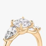 Load image into Gallery viewer, Cushion Cut - Plain Band - Three Stone Ring - 0.5 Ct Side Stone each - 14 K Gold
