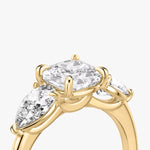 Load image into Gallery viewer, Cushion Cut - Plain Band - Three Stone Ring - 0.5 Ct Side Stone each - 14 K Gold

