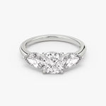 Load image into Gallery viewer, Cushion Cut - Plain Band - Three Stone Ring - 0.5 Ct Side Stone each - 14 K Gold
