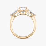 Load image into Gallery viewer, Cushion Cut - Plain Band - Three Stone Ring - 0.5 Ct Side Stone each - 14 K Gold
