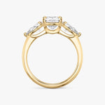Load image into Gallery viewer, Cushion Cut - Plain Band - Three Stone Ring - 0.5 Ct Side Stone each - 14 K Gold
