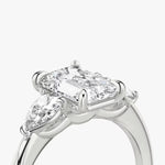 Load image into Gallery viewer, Emerald Cut - Plain Band - Three Stone Ring - 0.25 Ct Side Stone each - 14 K Gold
