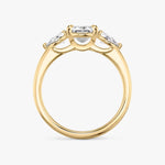 Load image into Gallery viewer, Emerald Cut - Plain Band - Three Stone Ring - 0.25 Ct Side Stone each - 14 K Gold
