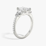 Load image into Gallery viewer, Emerald Cut - Pave Band - Three Stone Ring - 0.25 Ct Side Stone each - 18 K Gold
