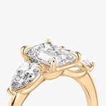 Load image into Gallery viewer, Emerald Cut - Plain Band - Three Stone Ring- 0.5 Ct Side Stone each - 18 K Gold
