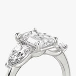 Load image into Gallery viewer, Emerald Cut - Plain Band - Three Stone Ring- 0.5 Ct Side Stone each - 18 K Gold
