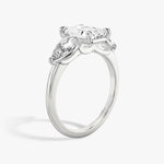 Load image into Gallery viewer, Emerald Cut - Plain Band - Three Stone Ring- 0.5 Ct Side Stone each - 18 K Gold
