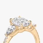 Load image into Gallery viewer, Oval Cut - Pave Band - Three Stone Ring - 0.25 Ct Side Stone each - 14 K Gold
