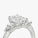 Load image into Gallery viewer, Oval Cut - Pave Band - Three Stone Ring - 0.25 Ct Side Stone each - 14 K Gold
