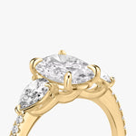 Load image into Gallery viewer, Oval Cut - Pave Band - Three Stone Ring - 0.25 Ct Side Stone each - 18 K Gold
