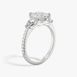 Load image into Gallery viewer, Oval Cut - Pave Band - Three Stone Ring - 0.25 Ct Side Stone each - 18 K Gold
