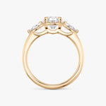 Load image into Gallery viewer, Oval Cut - Plain Band - Three Stone Ring - 0.25 Ct Side Stone each - 14 K Gold

