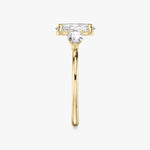 Load image into Gallery viewer, Oval Cut - Plain Band - Three Stone Ring - 0.25 Ct Side Stone each - 18 K Gold
