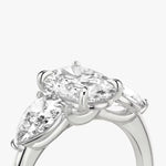 Load image into Gallery viewer, Oval Cut - Plain Band - Three Stone Ring- 0.5 Ct Side Stone each - 18 K Gold
