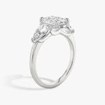 Load image into Gallery viewer, Oval Cut - Plain Band - Three Stone Ring- 0.5 Ct Side Stone each - 18 K Gold
